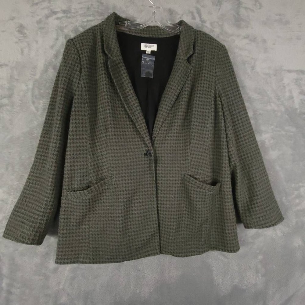 Candace Cameron Bure Womens Blazer Jacket Green Buttons Pockets Petites XLP New